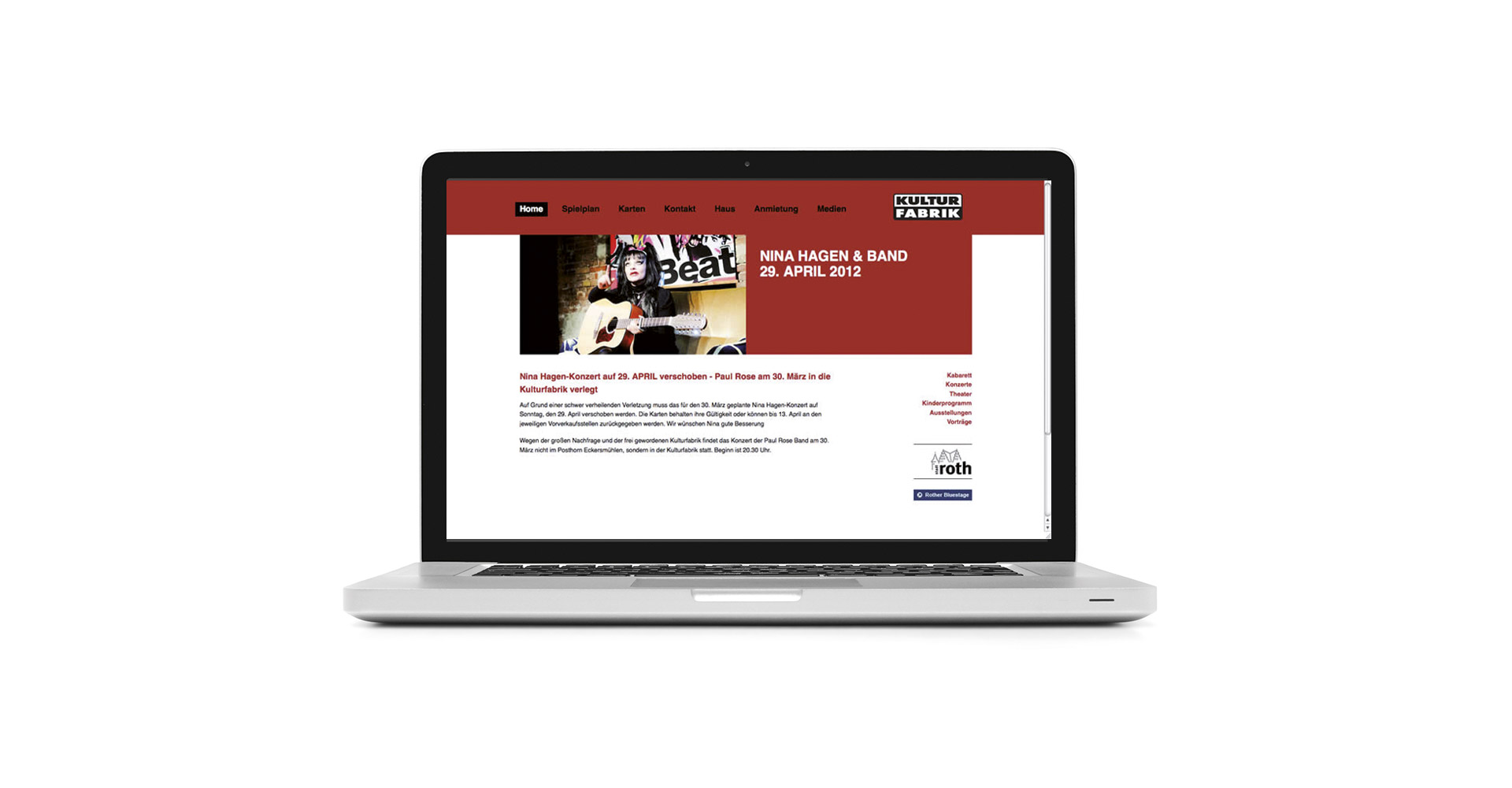 Petra Zimmerer, Büro für Gestaltung, Kulturfabrik Roth, Webseite