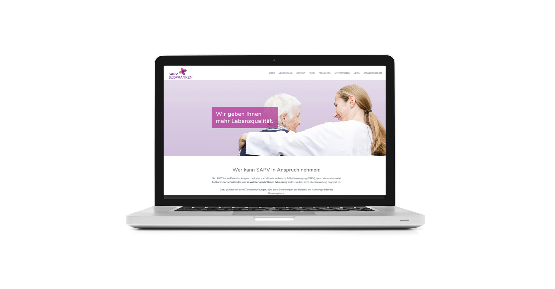 Petra Zimmerer, Büro für Gestaltung, Webseite, responsive, SAPV Südfranken, Design by pz