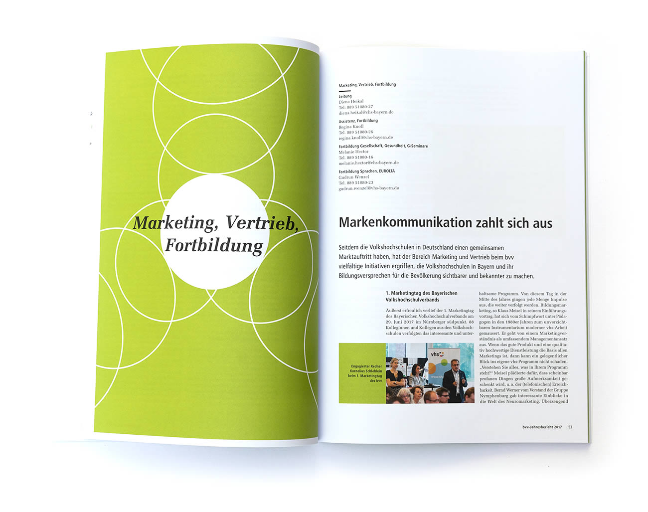 Petra Zimmerer, Büro für Gestaltung, Editorial, bvv Jahresbericht 2018, Bayerischer Volkshochschulverband, Design by pz